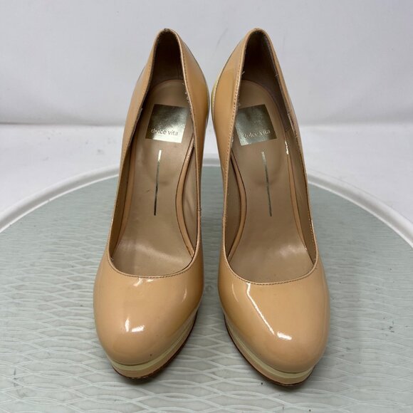 Dolce Vita Dorothy Nude Patent Pumps Platform Slip On Round Toe Formal Women's 7 - Picture 5 of 10